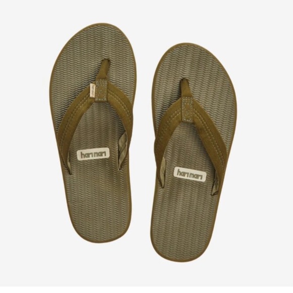 NWT Men’s Forest Green Hari Mari Memory Foam-Lined Slip-On Dunes Flip Flops - Picture 2 of 4